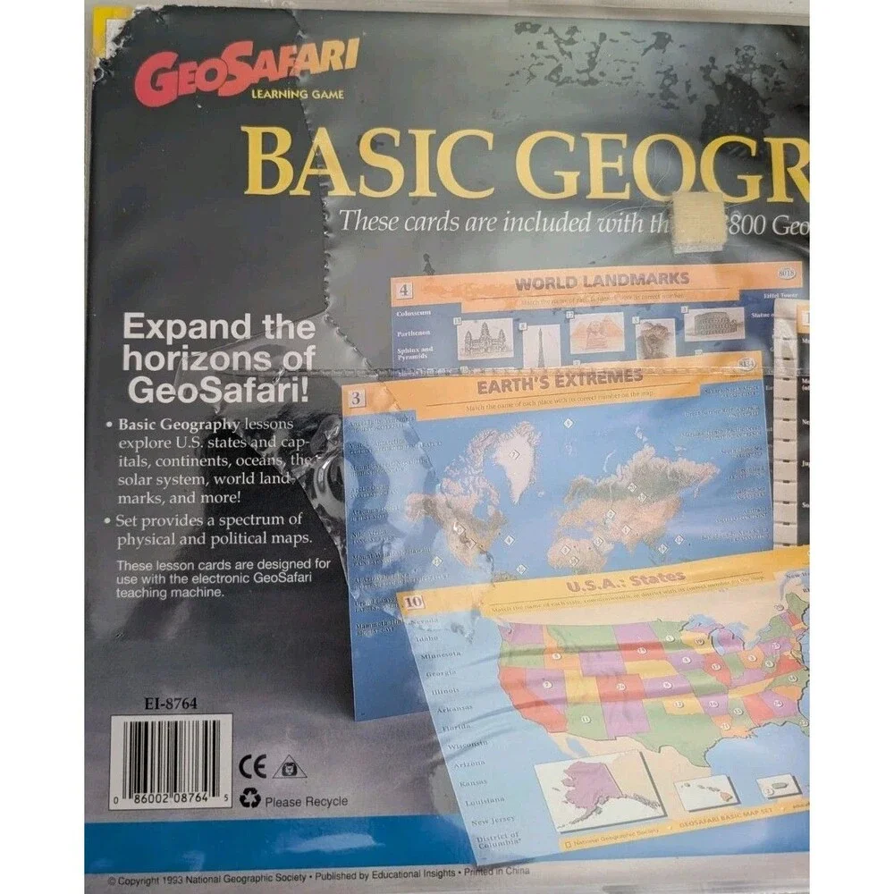 Vintage GeoSafari Electronic Learning Game EI 8700 Tested Works Great w/ 8 Sets